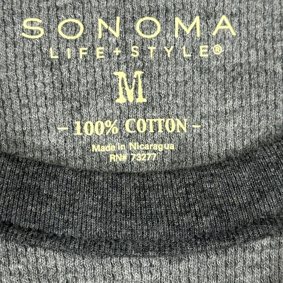Men's Sonoma Medium 38 - 40 Crew Thermal Shirt Grey Charcoal Waffle Knit NWT - Picture 7 of 8